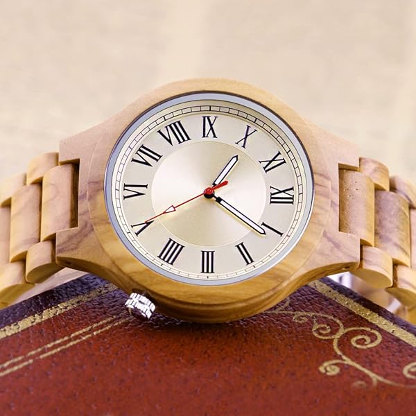 Wooden Watches Mens with Handmade Colorful Bamboo Wood Watch Analog Date Quartz Wooden Watch for Men Q2022-white-US (sale by bulk)